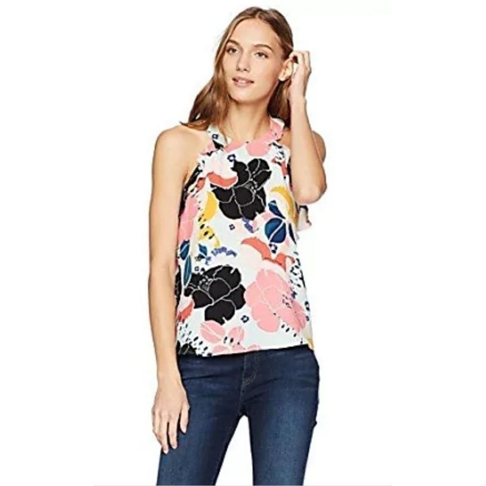 Cooper &‎ Ella Yara Pink Floral Ruffle Tank Top XL